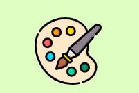 Colorful painter’s palette and brush illustration for arts and crafts