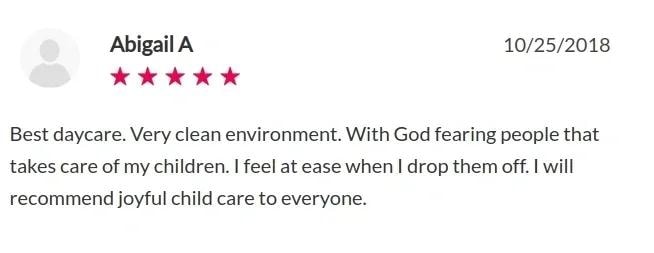 Five-star review from Abigail A dated October 25, 2018