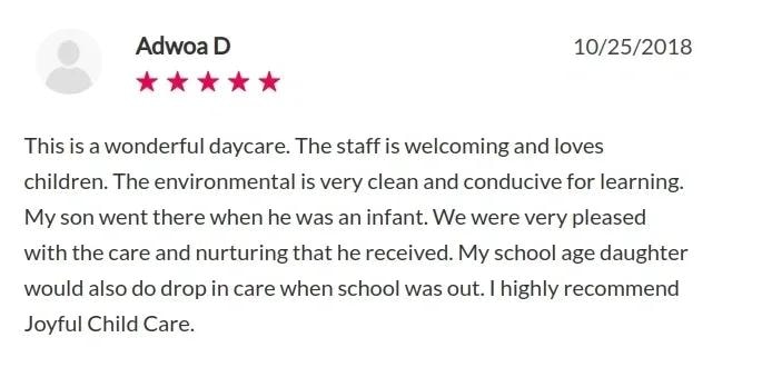 Five-star review from Adwoa D dated October 25, 2018