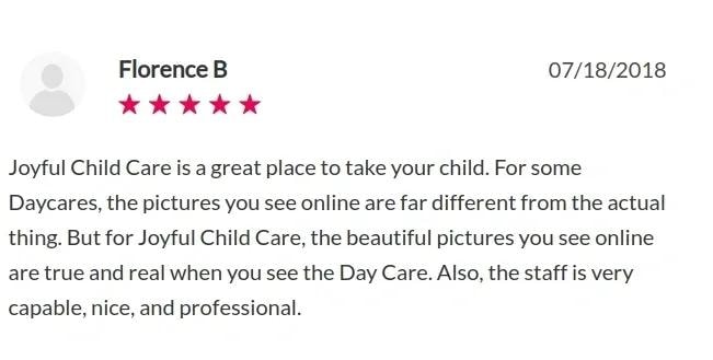 Five-star review from Florence B dated July 18, 2018